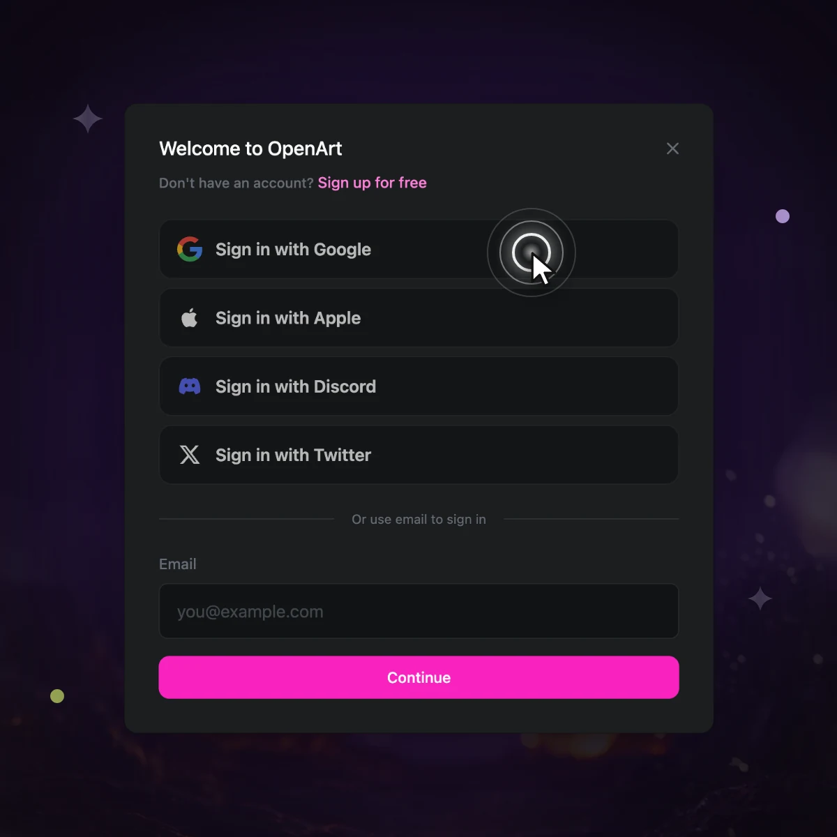 Sign in to your OpenArt account